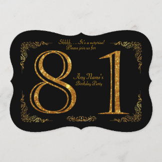 81. Geburtstagsparty 81., Gatsby, Black & Gold Einladung