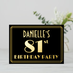 81. Geburtstagsparty: Art Deco Look "81", w/ Name Folieneinladung
