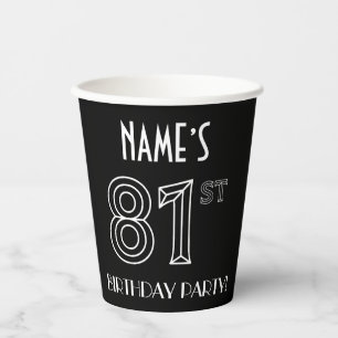 81. Geburtstagsparty: Art-Déco-Stil + Individuelle Pappbecher