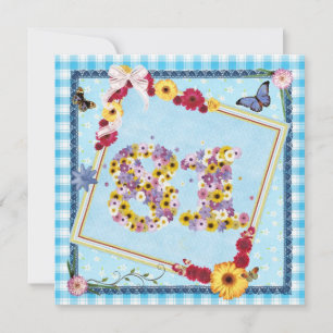 81. Geburtstagsparty Einladung Blume, Schmetterlin