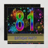 81. Geburtstagsparty Einladung mit Blasen (Vorne/Hinten)
