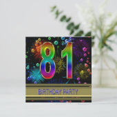 81. Geburtstagsparty Einladung mit Blasen (Stehend Vorderseite)