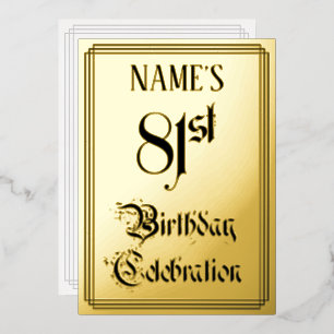 81. Geburtstagsparty — Elegantes Script + Individu Folieneinladung