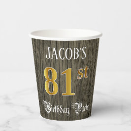 81. Geburtstagsparty - Imitate Gold & Imitate Wood Pappbecher