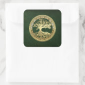 [81] Golden Celtic Tree of Life [3D] Quadratischer Aufkleber (Tasche)