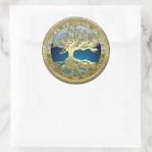 [81] Golden Celtic Tree of Life [3D] Runder Aufkleber (Tasche)
