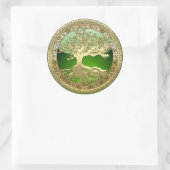 [81] Golden Celtic Tree of Life [3D] Runder Aufkleber (Tasche)