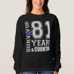 81 Jahre Überleben Ich trage Lila Ribbon Lupus Awa Sweatshirt