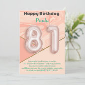 81-jährige Mädchen Happy Birthday Card (Stehend Vorderseite)