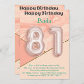 81-jährige Mädchen Happy Birthday Card (Vorne/Hinten)