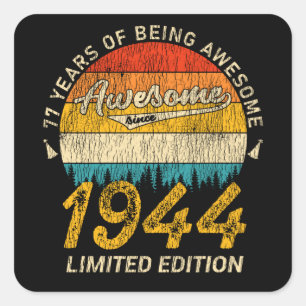 81-jähriger Tag 1944 Phantastisches 81. Geburtstag Quadratischer Aufkleber