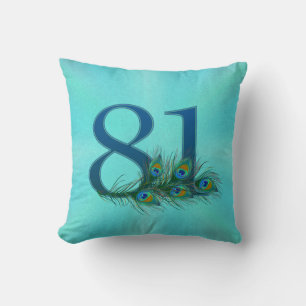 81 Pfauenfeder Geburtstag Jubiläum Elegant Kissen