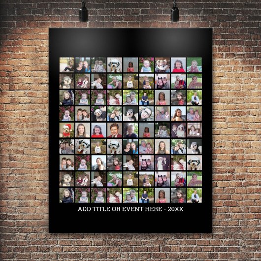 81 Square Foto Collage Grid - Benutzerdefinierter Poster