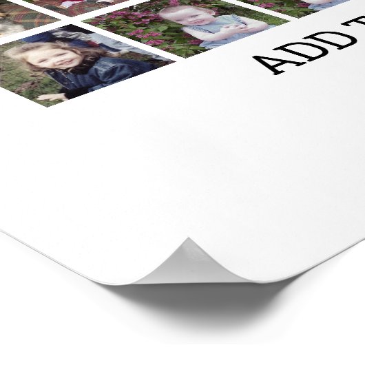 81 Square Foto Collage Grid - Custom Text - White Poster (Ecke)