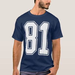 81 Weiße Umrandung Nummer 81 Sportfan-Trikot-Stil T-Shirt
