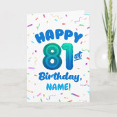 81st Balloon Number Custom Name Birthday Card Karte (Vorderseite)