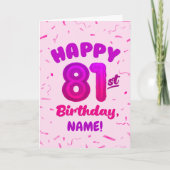81st Balloon Number Custom Name Birthday Card Karte (Vorderseite)