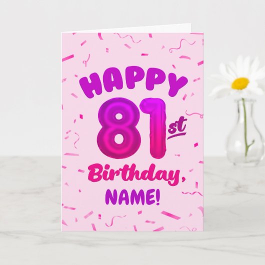 81st Balloon Number Custom Name Birthday Card Karte (Kleine Pflanze)