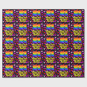 81st Birthday: Loving Hearts Pattern, Rainbow # 81 Geschenkpapier