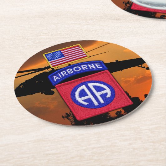 82. ABN im Flugzeug Fort Bragg Veterans Veteranen Runder Pappuntersetzer (Angewinkelt)