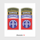 82. Airborne Ranger Veteran Tab Patch Aufkleber (Blatt)
