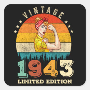 82. Geburtstag 1943 Vintage 82. Geburtstag Frauen Quadratischer Aufkleber