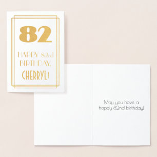 82. Geburtstag: Art Deco inspiriertes Aussehen "82 Folienkarte