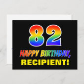 82. Geburtstag: Bold, Fun, Simple, Rainbow 82 Postkarte (Vorne/Hinten)