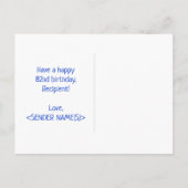 82. Geburtstag: Bold, Fun, Simple, Rainbow 82 Postkarte (Rückseite)