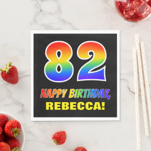 82. Geburtstag: Bold, Fun, Simple, Rainbow 82 Serviette