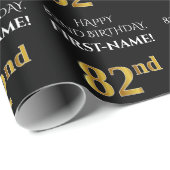 82. Geburtstag: Elegant, schwarz, Imitate Gold Loo Geschenkpapier (Rolleneckpunkt)