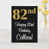 82. Geburtstag ~ Elegante Luxuriöse Imitate Gold L Karte (Gelbe Blume)