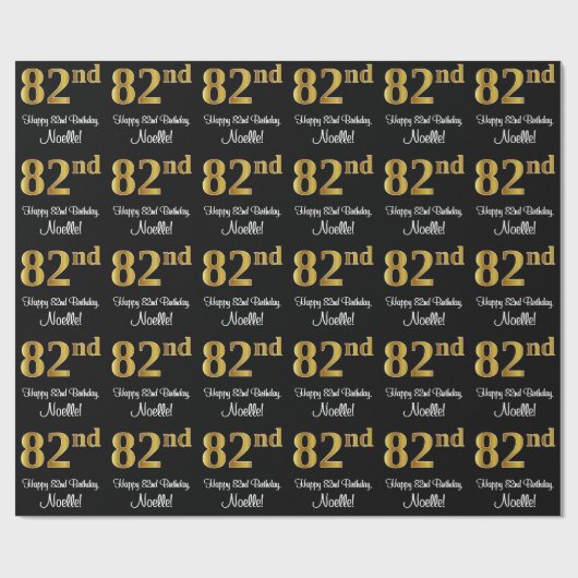82. Geburtstag: Elegante Luxuriöse Imitate Gold Lo Geschenkpapier (Flach)