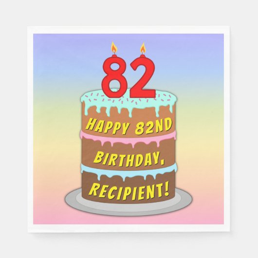 82. Geburtstag: Fun Cake and Candles + Individuell Serviette (Vorderseite)