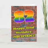 82. Geburtstag: Fun Graffiti-Inspiriert Regenbogen Karte (Vorderseite)
