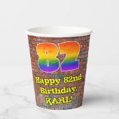 82. Geburtstag: Fun Graffiti-Inspiriert Regenbogen Pappbecher (Vorderseite)