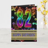 82. Geburtstag mit Regenbogenblasen und Karte (Gelbe Blume)