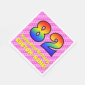 82. Geburtstag: Rosa Streifen & Herz, Regenbogen # Serviette (Ecke)