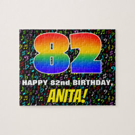 82. Geburtstag — Spaß, bunte Musiksymbole & "82" Puzzle