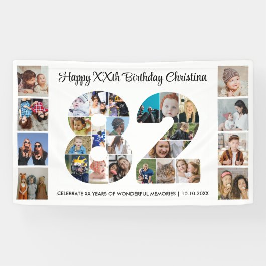 82. Geburtstagsfeier Nummer 82 Fotocollage Banner (Horizontal)