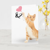 82. Geburtstagskatze mit Herzballon Karte (Gelbe Blume)