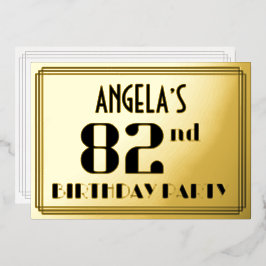 82. Geburtstagsparty: Art Deco Look "82" und Name Folieneinladung