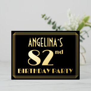 82. Geburtstagsparty: Art Deco Look "82", w/ Name Folieneinladung