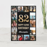 82. Glückwunsch zum Geburtstag Schwarz und Gold Fo