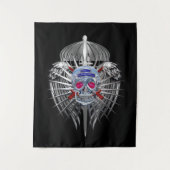82. Im Flugzeug Atemberaubende Silberschädel Metal Wandteppich (Vorderseite)