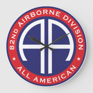 82. Im Flugzeug Division All American Lässig Patc Große Wanduhr