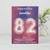 82 Jahre alte Happy Birthday Card (Stehend Vorderseite)