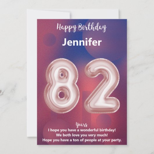 82 Jahre alte Happy Birthday Card (Rückseite)