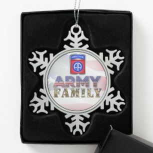 82. Luftlandedivision Army-Familie  Schneeflocken Zinn-Ornament