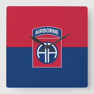 82nd Airborne Division Flag Military Veteran Quadratische Wanduhr